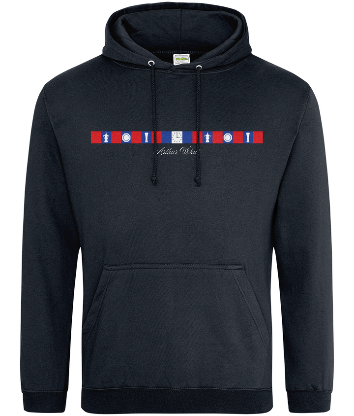 Arthur Wait Fascia Inspired printed Crystal Palace hoodie in New French Navy, Legends in Thread