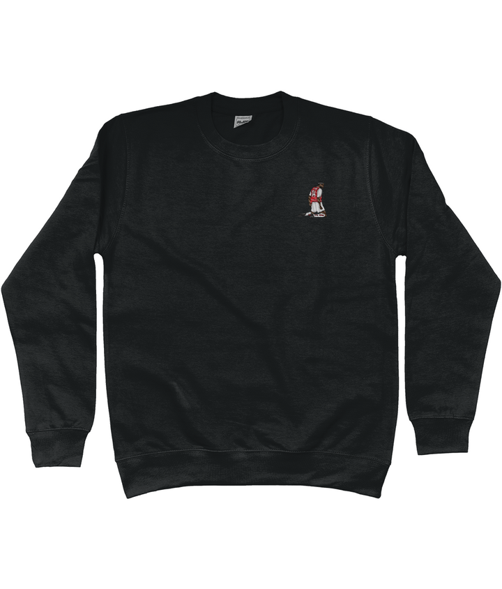 Henry Knee Slide embroidered Arsenal sweatshirt in Jet Black, Legends in Thread