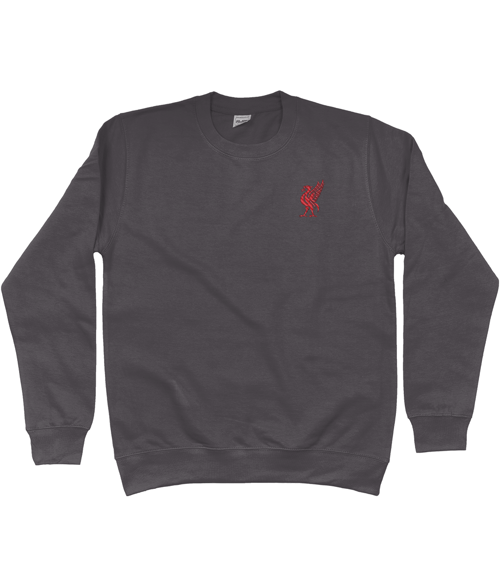 Liverbird embroidered Liverpool sweatshirt in Storm Grey, Legends in Thread