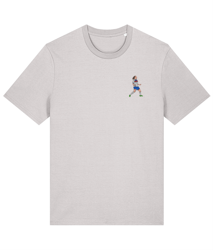 Lucy Bronze Celebration embroidered England Lionesses cotton tee in Cool Heather Grey, Legends in Thread