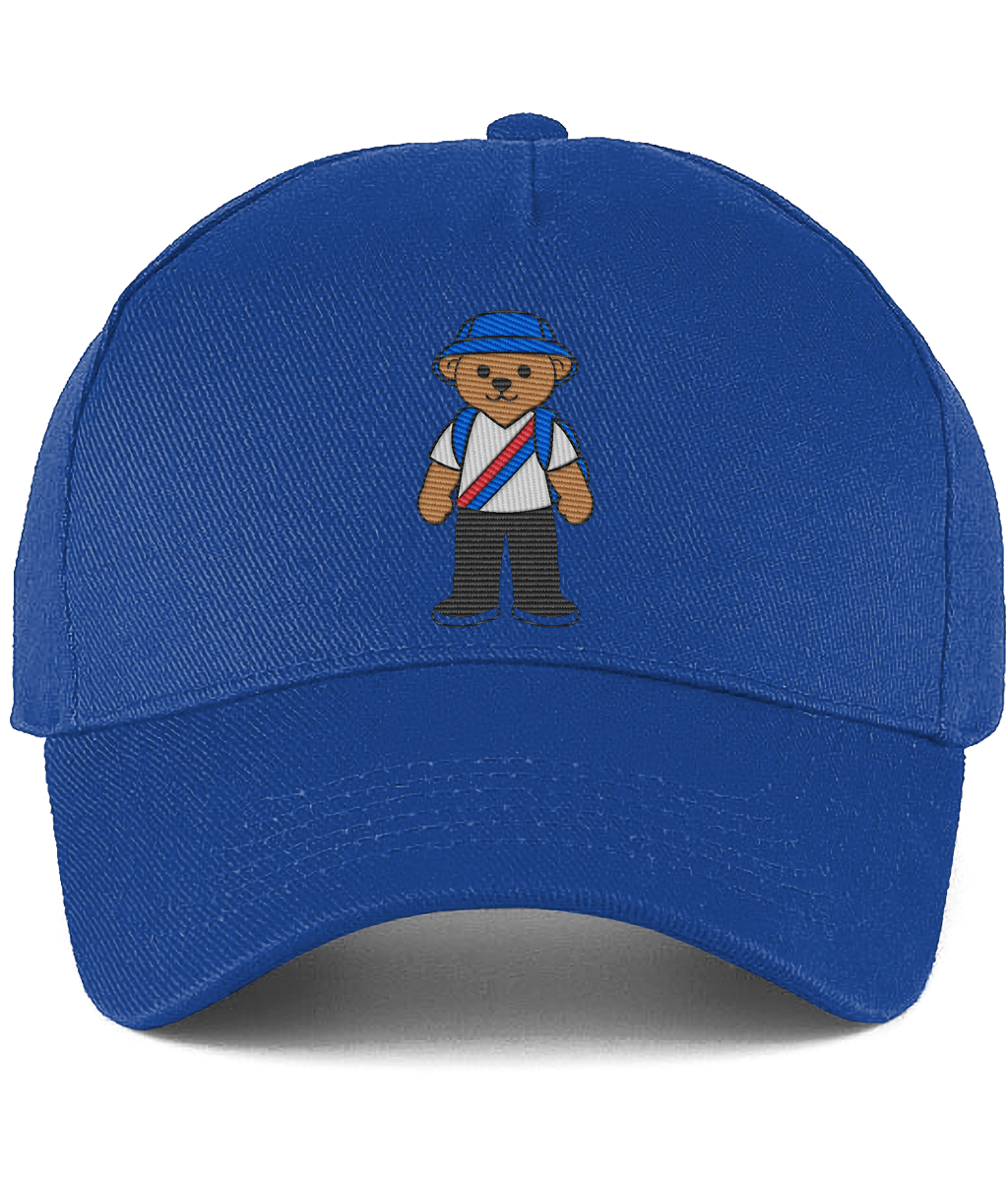 Selby the Bear Baseball Cap embroidered Crystal Palace baseball cap in Bright Royal, Legends in Thread