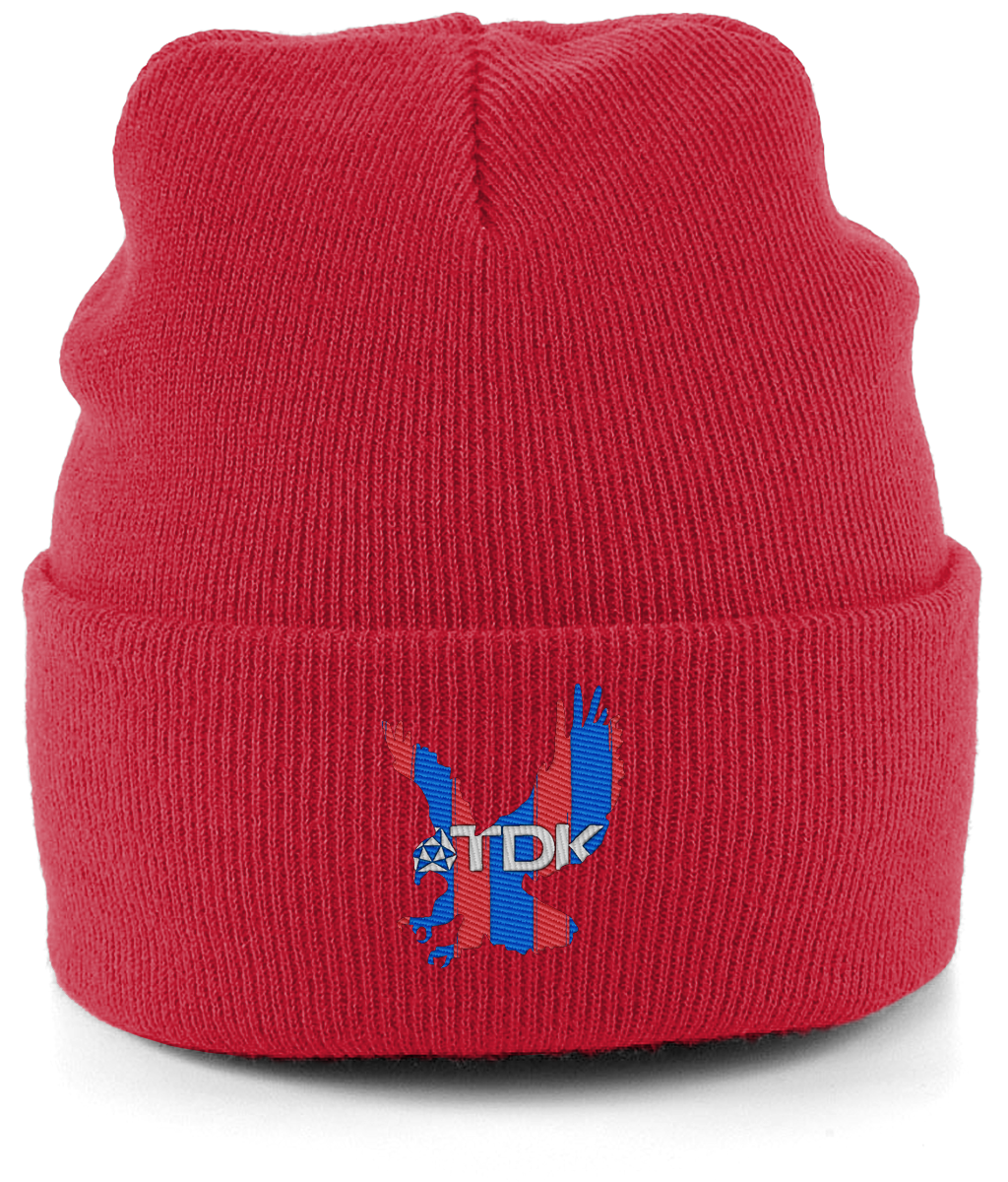 TDK Eagle embroidered Crystal Palace beanie in Classic Red, Legends in Thread