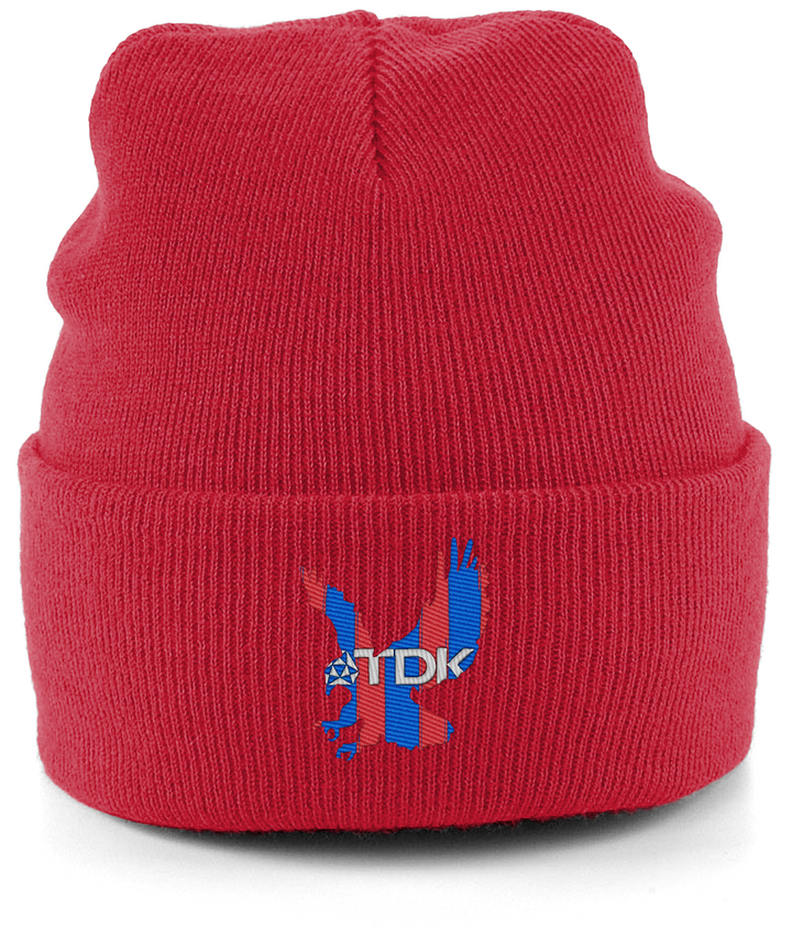 TDK Eagle embroidered Crystal Palace beanie in Classic Red, Legends in Thread