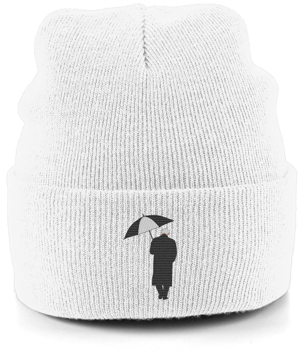 Bobby Robson Umbrella embroidered Newcastle United beanie in White, Legends in Thread