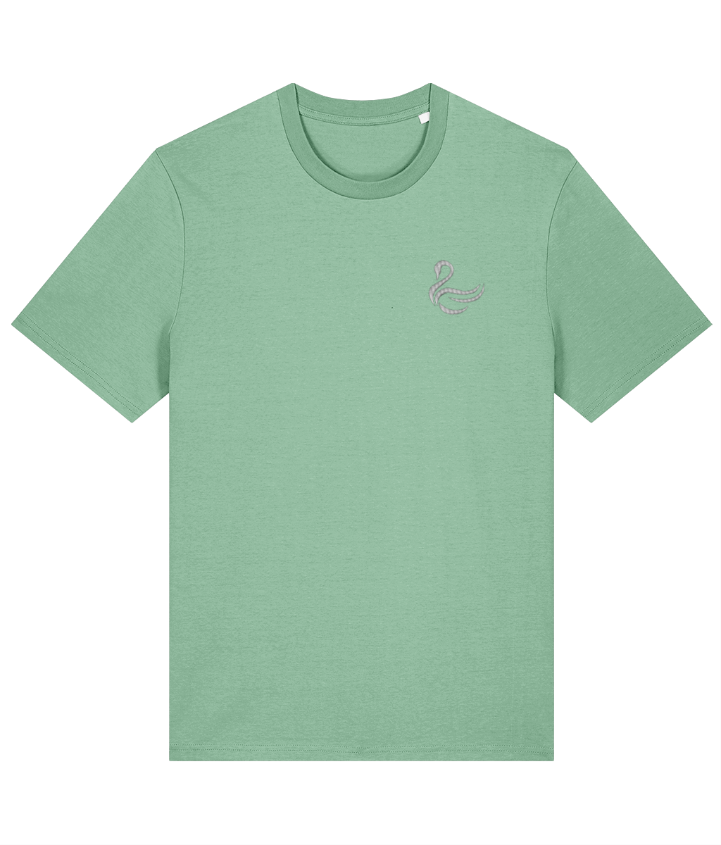 Swansea Swan embroidered Swansea City cotton tee in Misty Jade, Legends in Thread