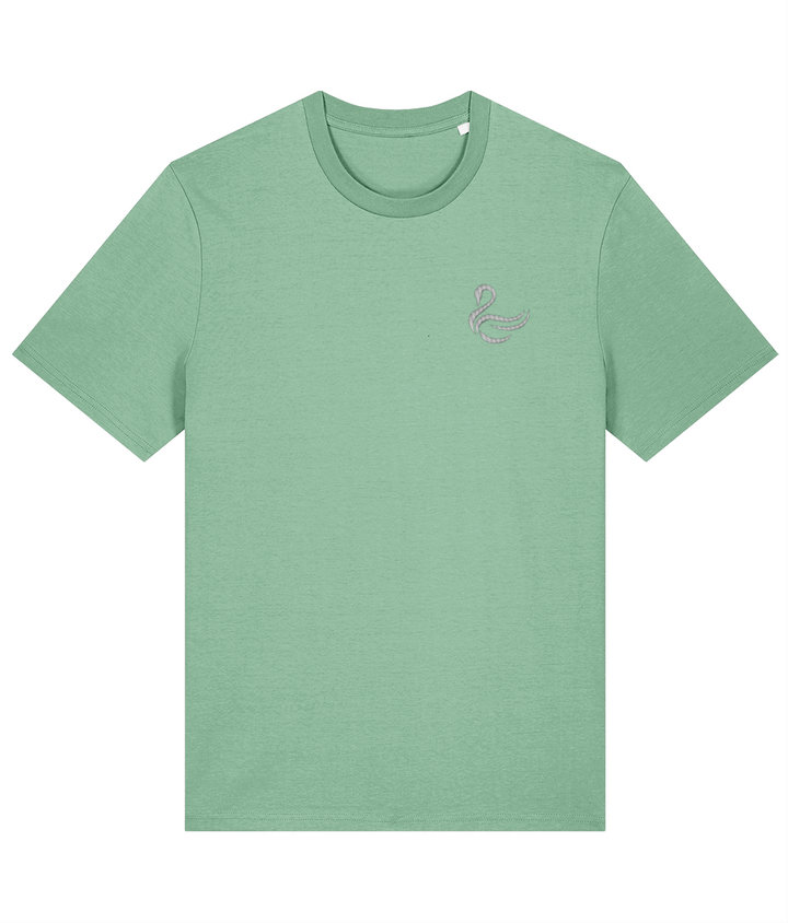 Swansea Swan embroidered Swansea City cotton tee in Misty Jade, Legends in Thread
