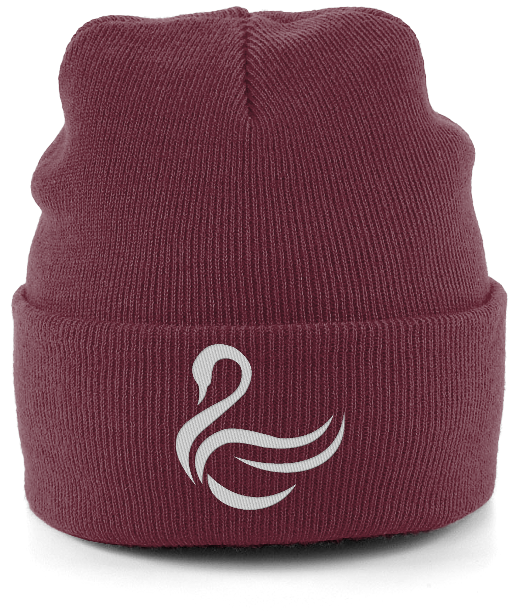 Swansea Swan embroidered Swansea City beanie in Burgundy, Legends in Thread