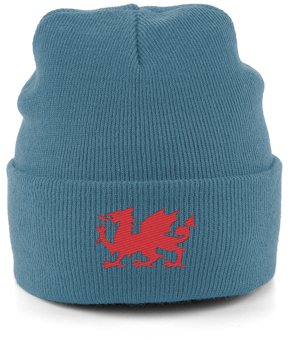 Wrexham Welsh Dragon embroidered Wrexham beanie in Airforce Blue, Legends in Thread