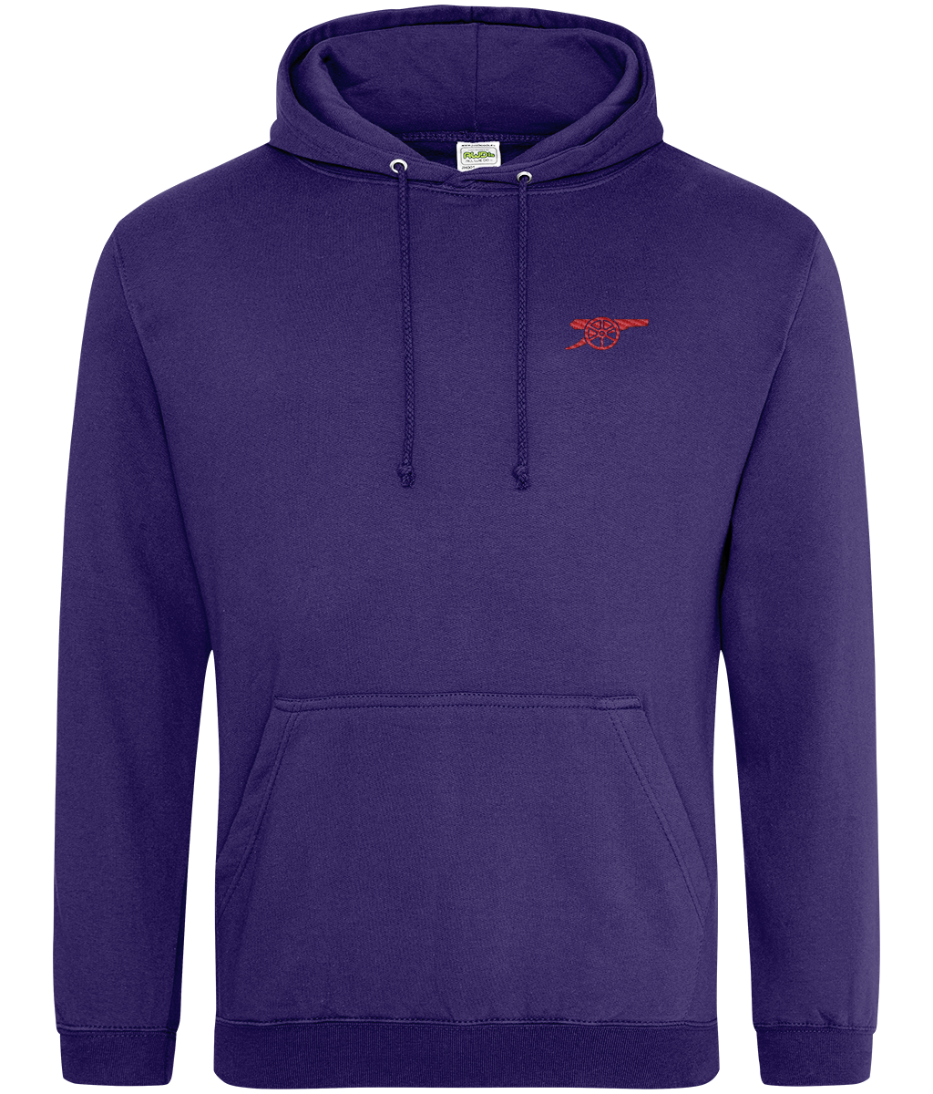 Arsenal Inspired Cannon embroidered Arsenal hoodie in Ultra Violet, Legends in Thread