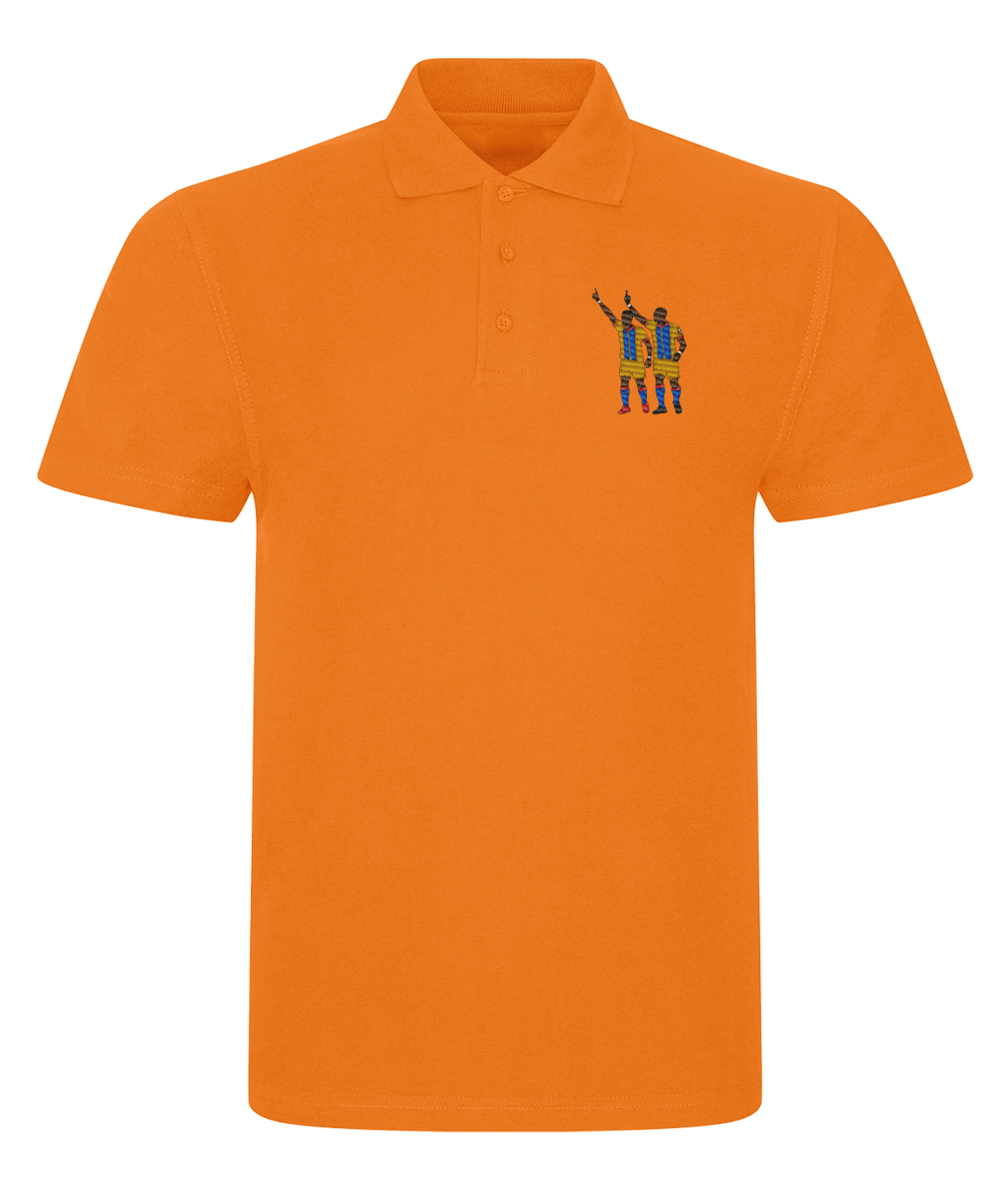 Zaha & Bolasie embroidered Crystal Palace polo in Orange, Legends in Thread