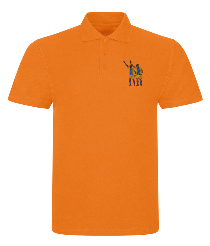 Zaha & Bolasie embroidered Crystal Palace polo in Orange, Legends in Thread