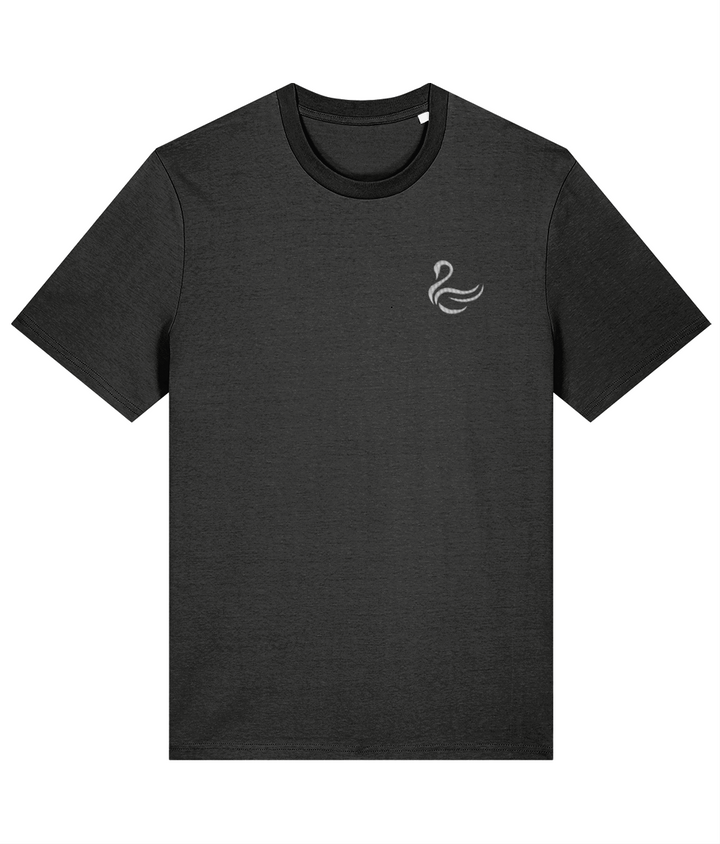 Swansea Swan embroidered Swansea City cotton tee in Dark Heather Grey, Legends in Thread