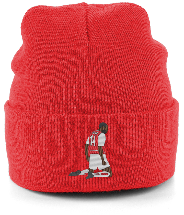 Thierry Henry Knee Slide embroidered Arsenal beanie in Bright Red, Legends in Thread