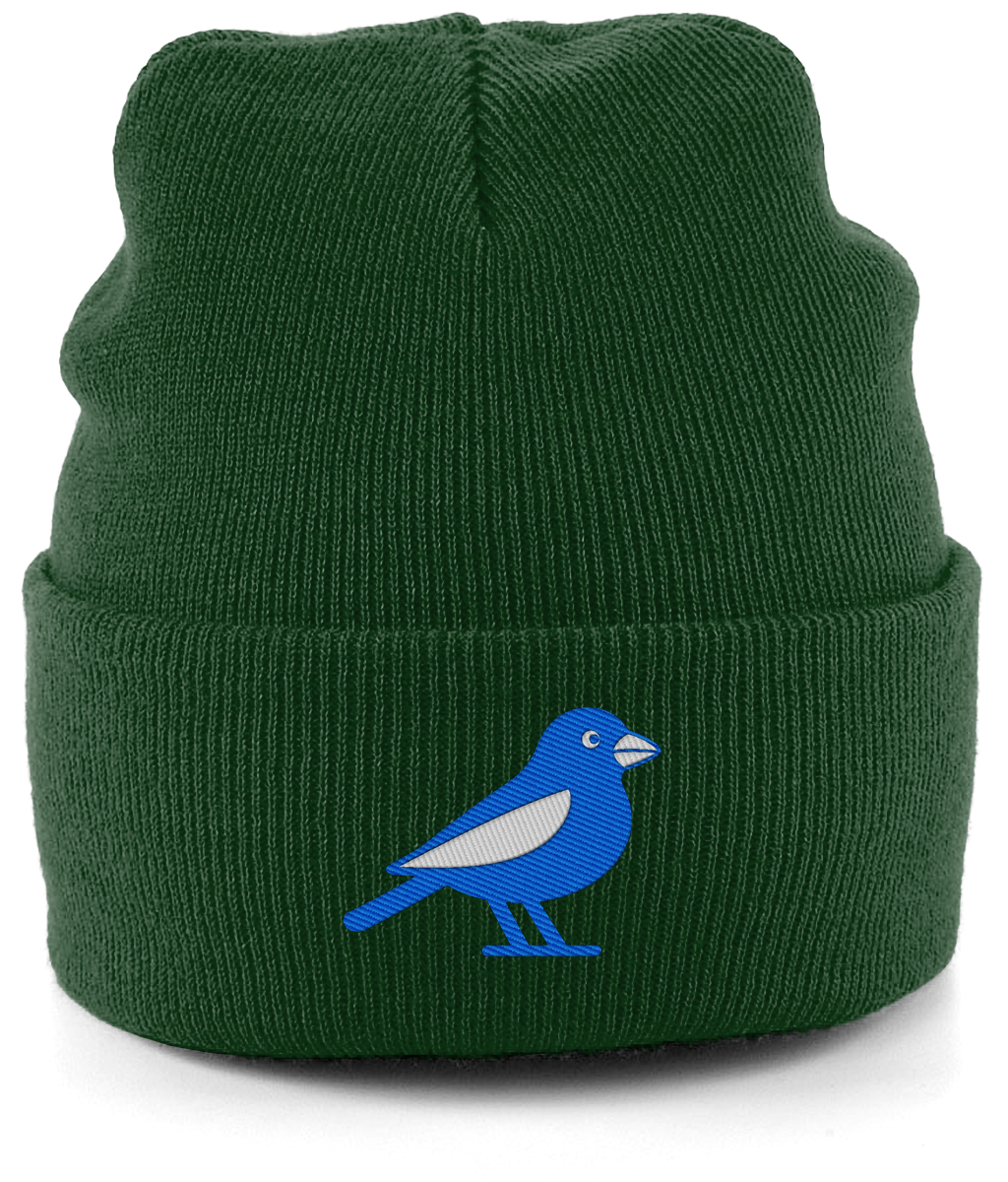Cardiff Bluebird embroidered Cardiff City beanie in Bottle, Legends in Thread