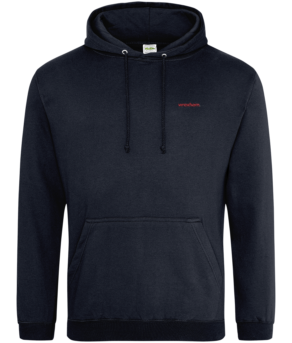 wrexham. embroidered Wrexham hoodie in Navy Smoke, Legends in Thread
