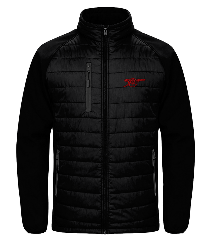 Arsenal Cannon embroidered Arsenal softshell padded jacket in Black/Black, Legends in Thread