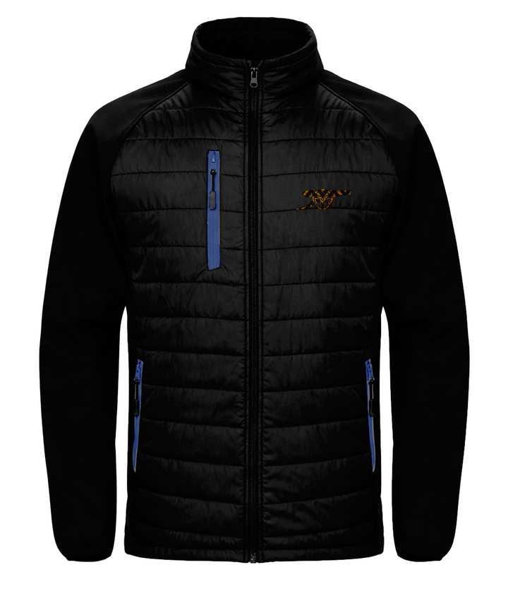 Bruised Banana embroidered Arsenal softshell padded jacket in Black/Royal, Legends in Thread