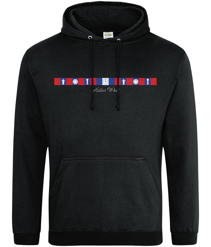 Arthur Wait Fascia Inspired printed Crystal Palace hoodie in Jet Black, Legends in Thread