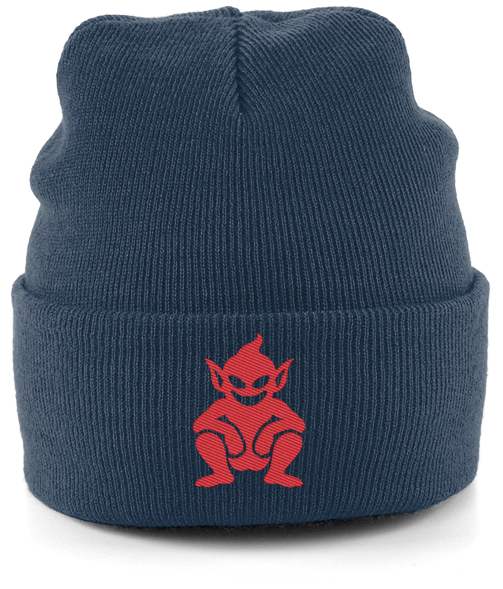 Lincoln Imp embroidered Lincoln City beanie in French Navy, Legends in Thread