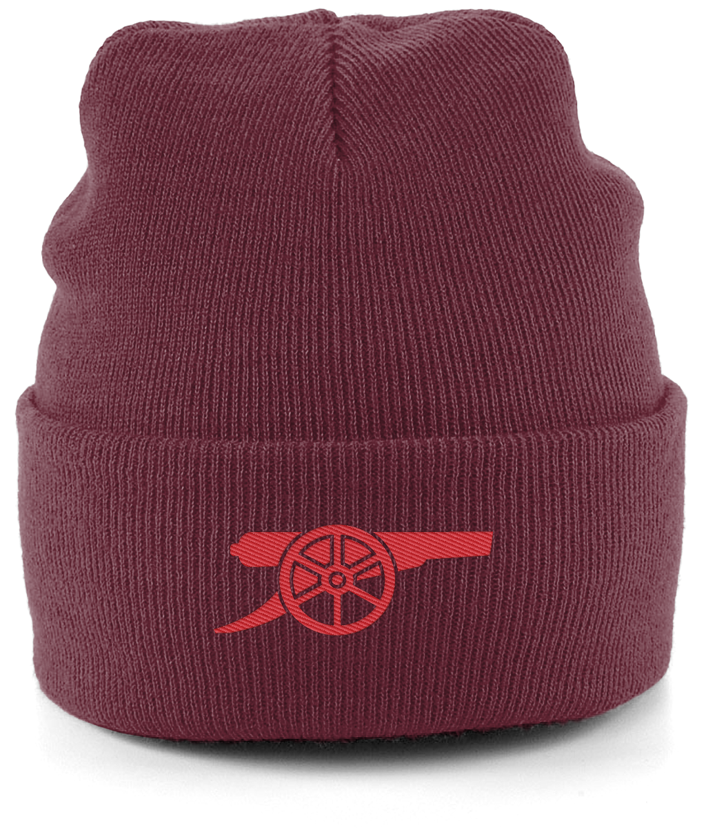 Arsenal Cannon embroidered Arsenal beanie in Burgundy, Legends in Thread