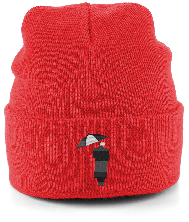 Bobby Robson Umbrella embroidered Newcastle United beanie in Bright Red, Legends in Thread