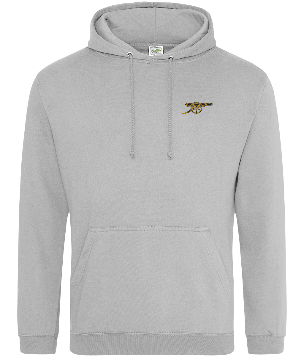 Bruised Banana embroidered Arsenal hoodie in Heather Grey, Legends in Thread