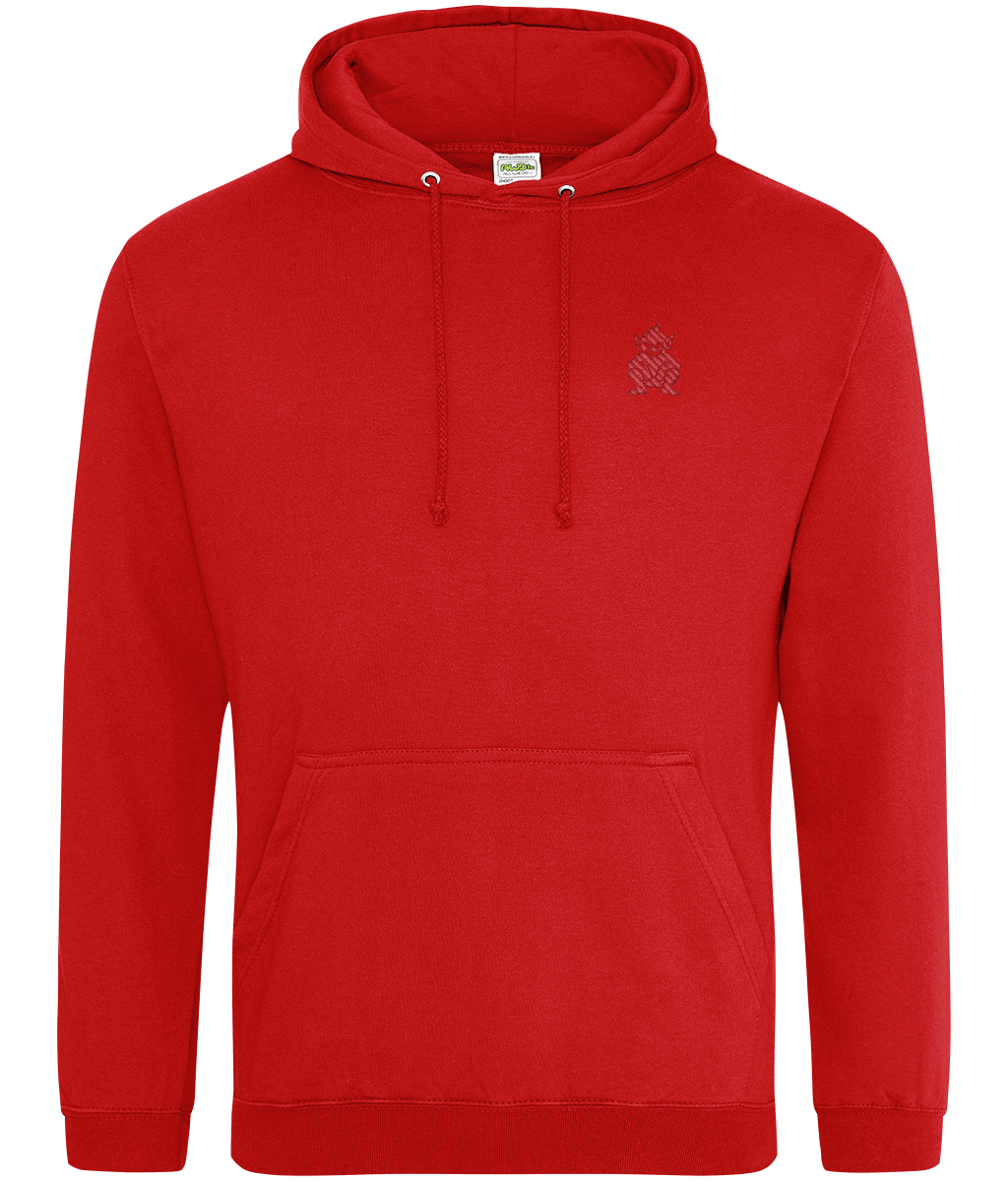 Lincoln Imp embroidered Lincoln City hoodie in Fire Red, Legends in Thread