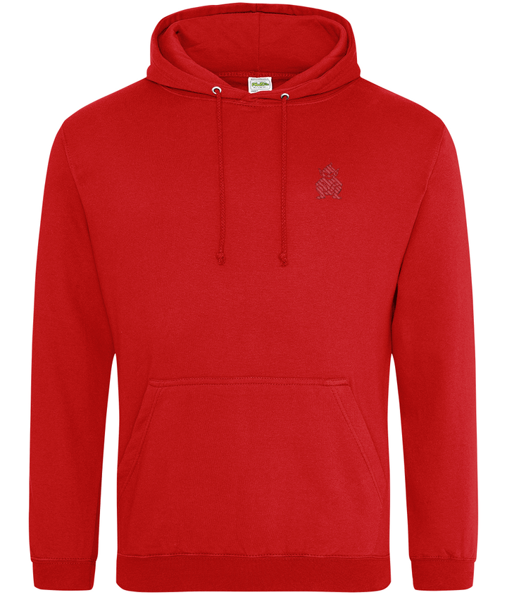 Lincoln Imp embroidered Lincoln City hoodie in Fire Red, Legends in Thread
