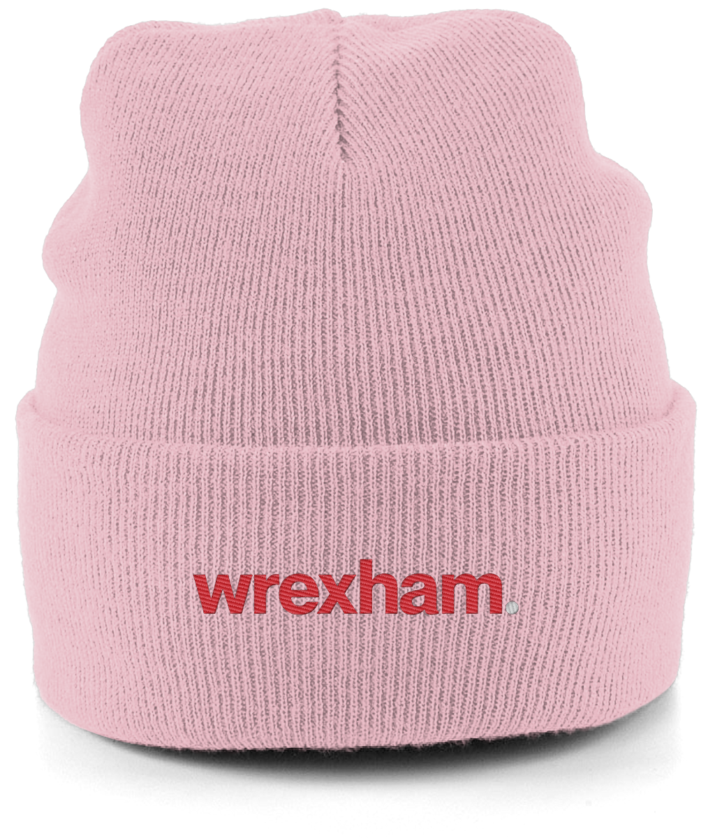 wrexham. embroidered Wrexham beanie in Dusty Pink, Legends in Thread