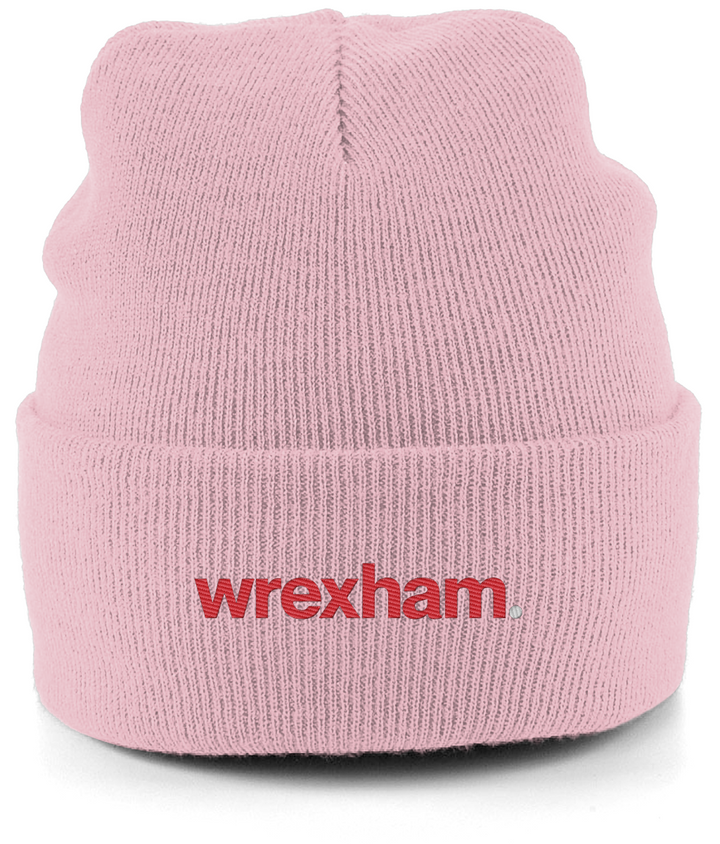wrexham. embroidered Wrexham beanie in Dusty Pink, Legends in Thread