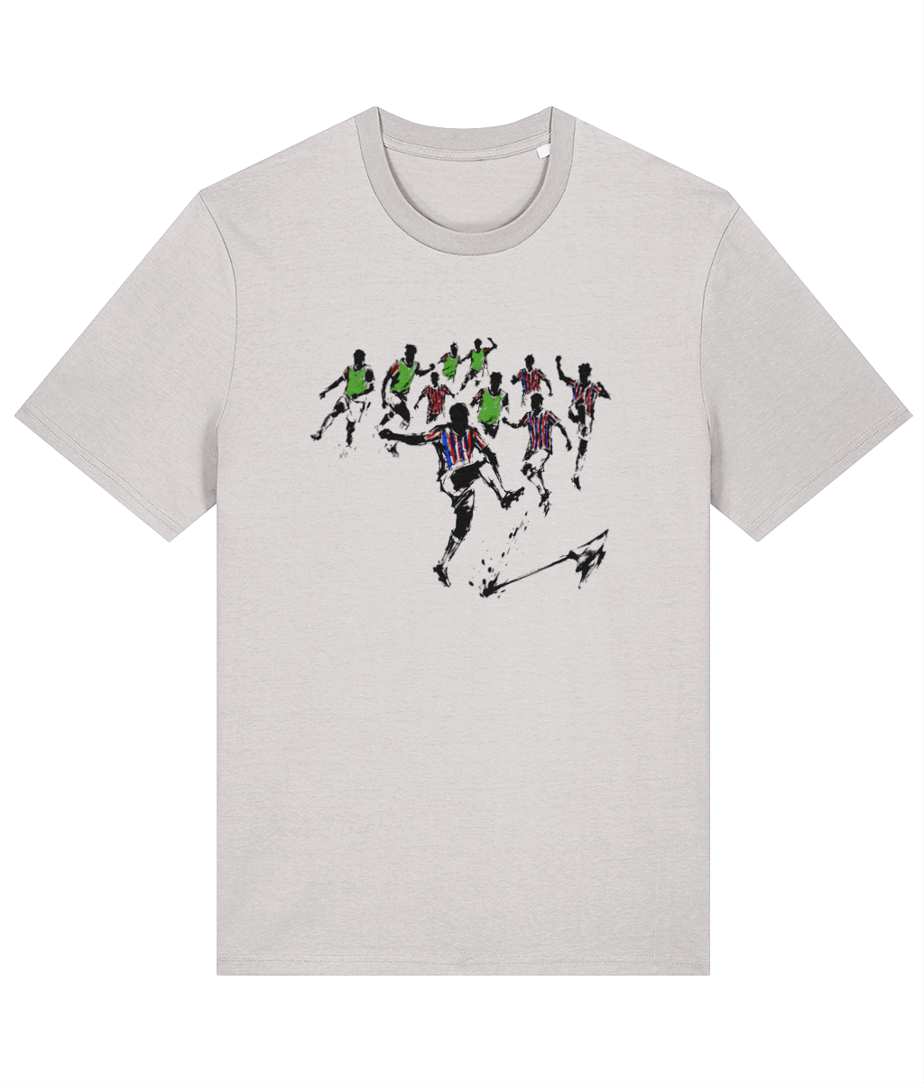 Conference League Boom (no text) printed Crystal Palace cotton tee in Cool Heather Grey, Legends in Thread