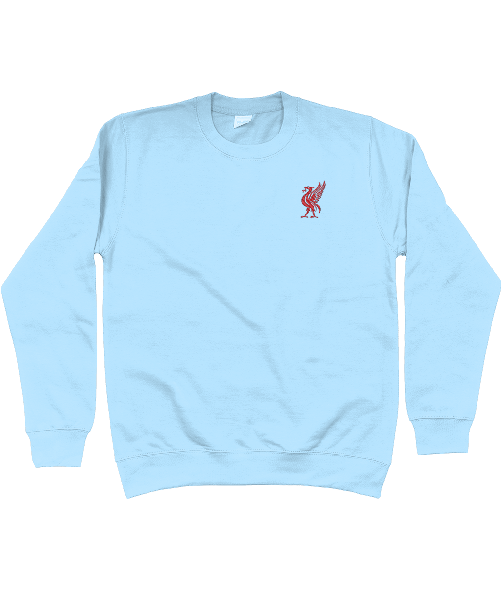 Liverbird embroidered Liverpool sweatshirt in Sky Blue, Legends in Thread