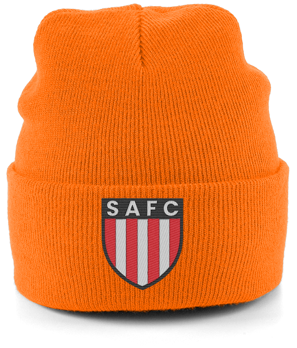 SAFC embroidered Sunderland beanie in Fluorescent Orange, Legends in Thread