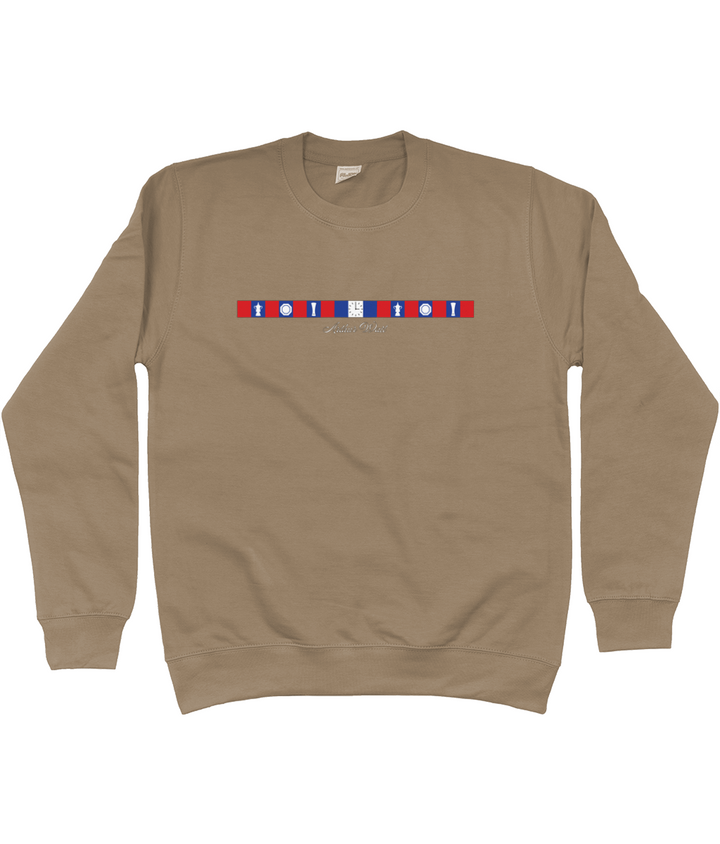Arthur Wait Fascia Inspired printed Crystal Palace sweatshirt in Mocha Brown, Legends in Thread