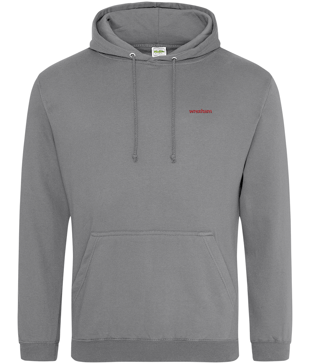 wrexham. embroidered Wrexham hoodie in Graphite Heather, Legends in Thread