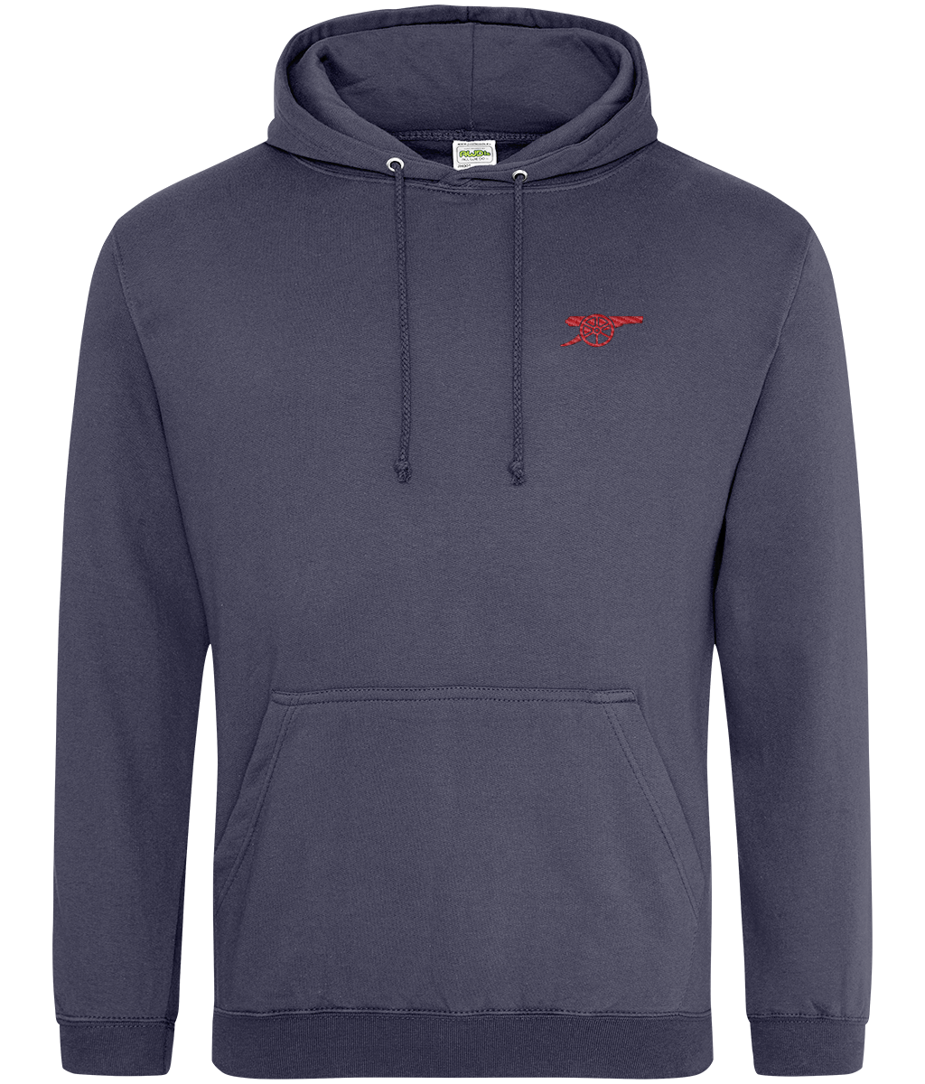 Arsenal Inspired Cannon embroidered Arsenal hoodie in Shark Grey, Legends in Thread