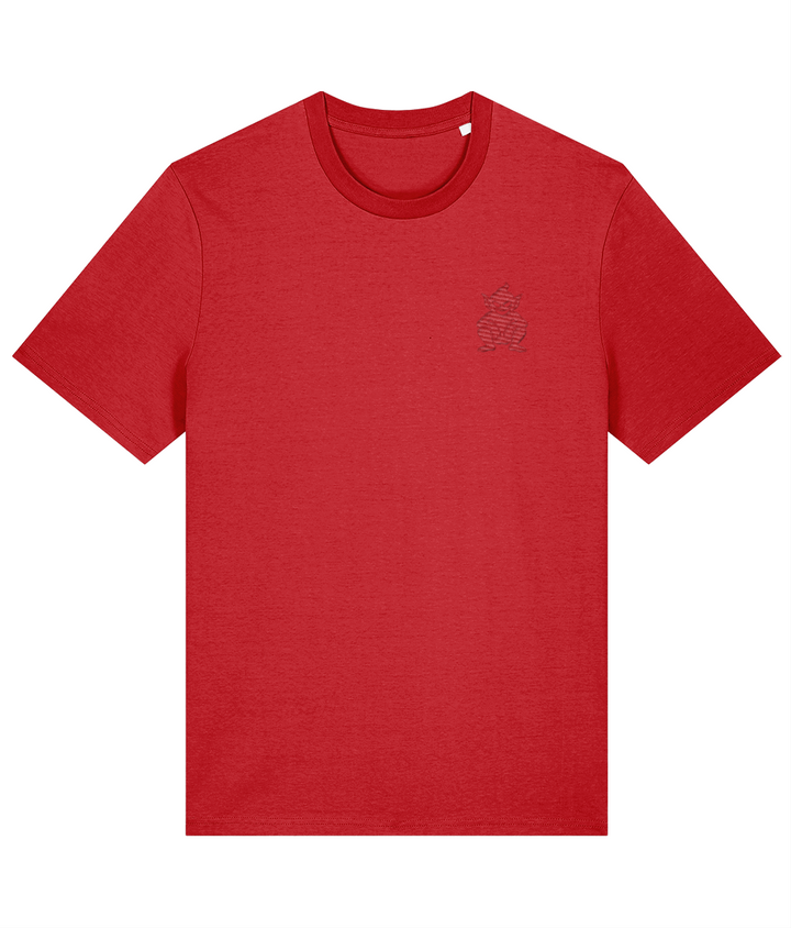 Lincoln Imp embroidered Lincoln City cotton tee in Red, Legends in Thread