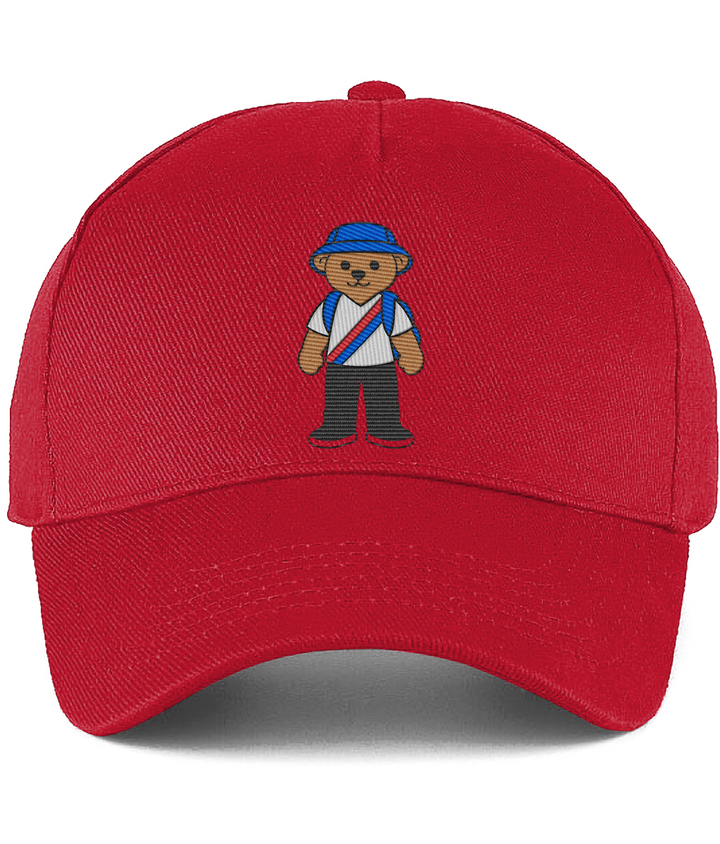 Selby the Bear Baseball Cap embroidered Crystal Palace baseball cap in Classic Red, Legends in Thread