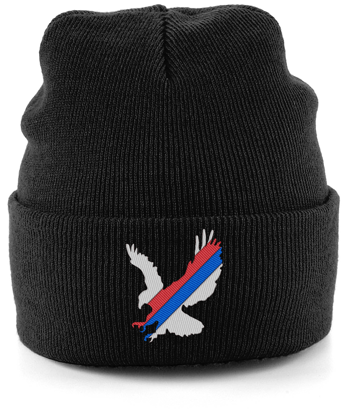 White Eagle Sash embroidered Crystal Palace beanie in Black, Legends in Thread