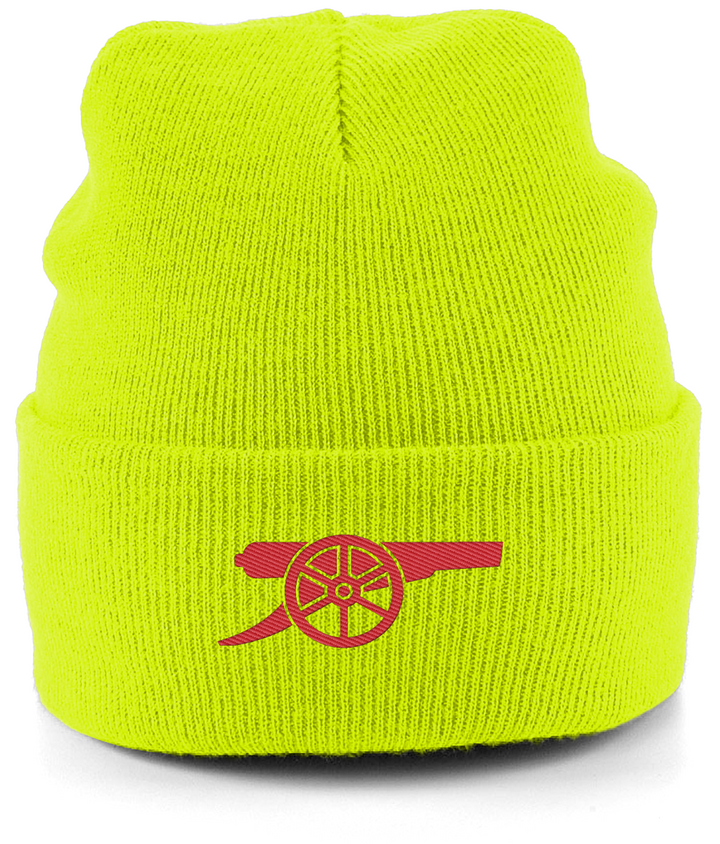 Arsenal Cannon embroidered Arsenal beanie in Fluorescent Yellow, Legends in Thread