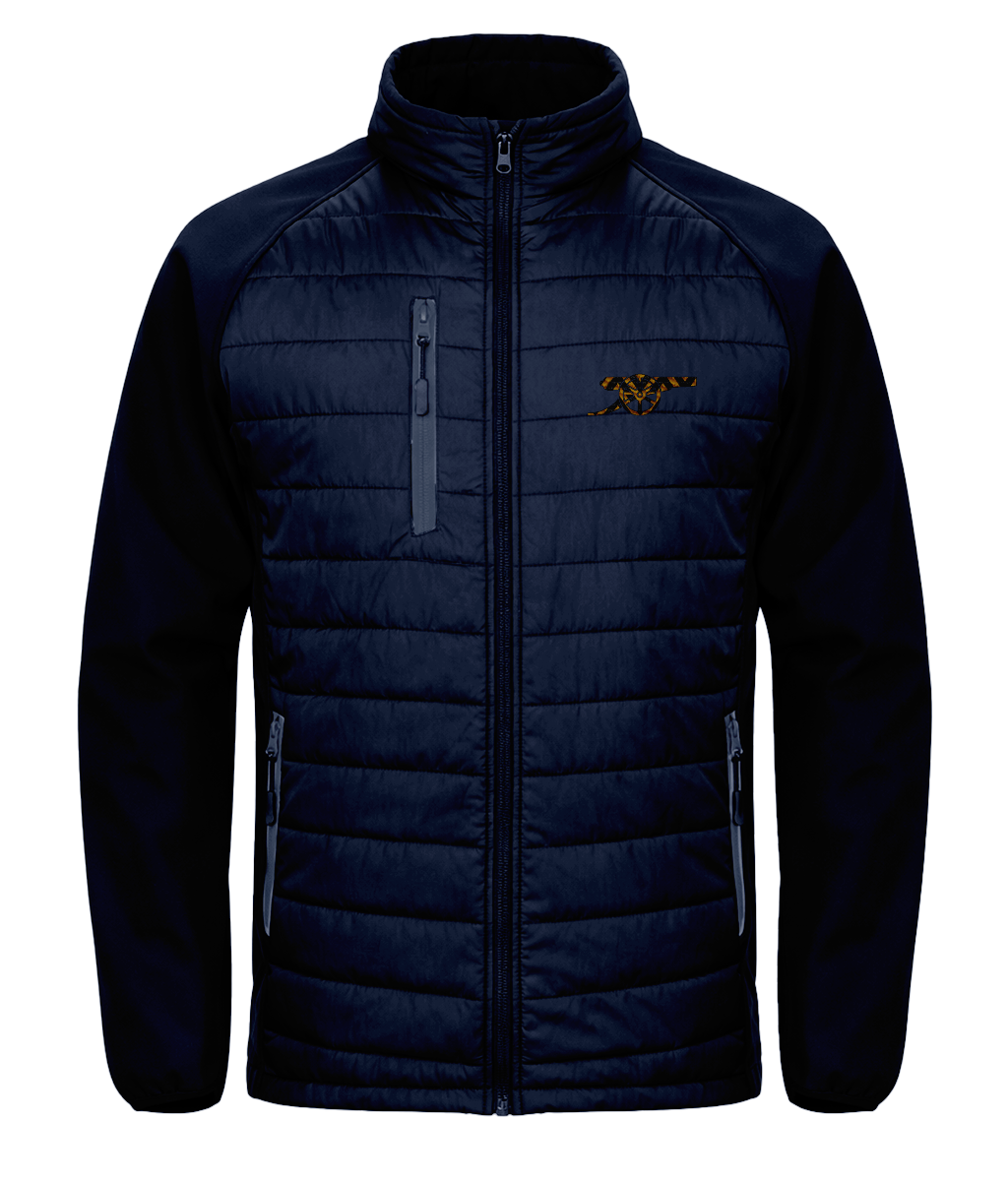 Bruised Banana embroidered Arsenal softshell padded jacket in Navy/Navy, Legends in Thread