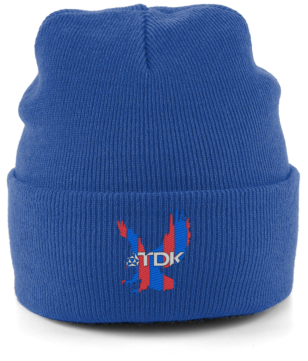 TDK Eagle embroidered Crystal Palace beanie in Bright Royal, Legends in Thread