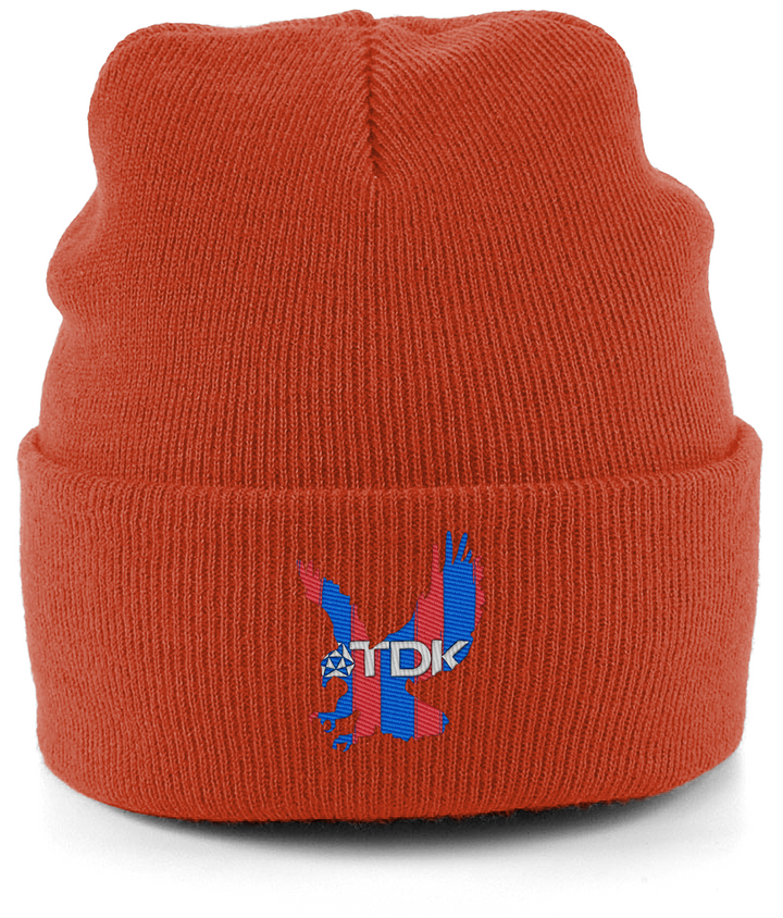 TDK Eagle embroidered Crystal Palace beanie in Rust, Legends in Thread