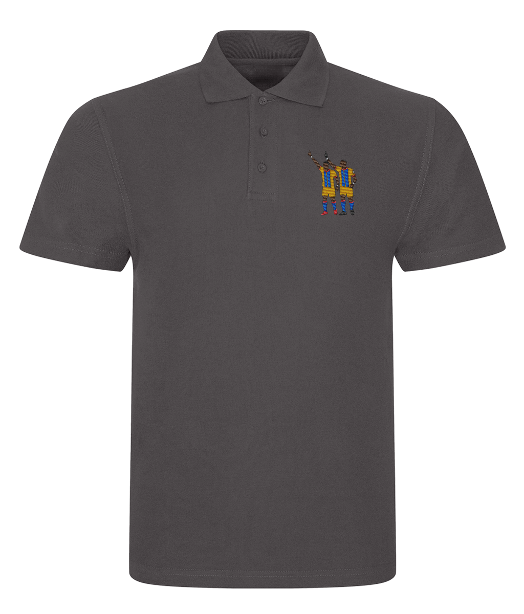 Zaha & Bolasie embroidered Crystal Palace polo in Charcoal, Legends in Thread