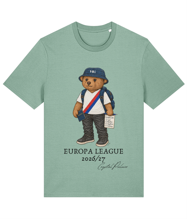 Selby the Bear Europa Tour printed Crystal Palace cotton tee in Aloe, Legends in Thread